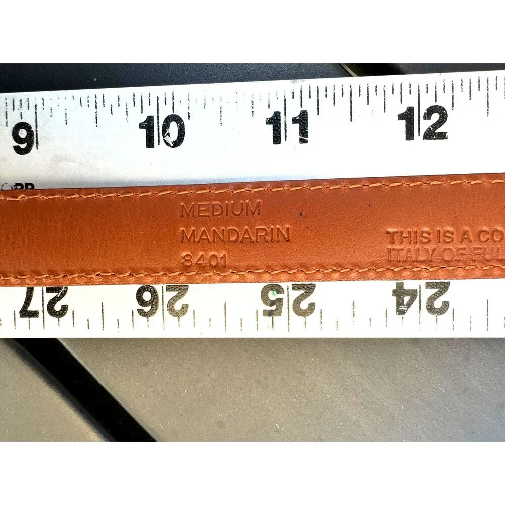 VTG Coach Handcrafted Mandarin Tan Leather Belt Brass Hardwar SZ M Made in Italy